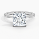 Elena Diamond Engagement Ring with a Princess cut diamond in white gold — top view