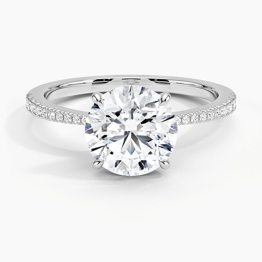 Elena Diamond Engagement Ring with a Round cut diamond in white gold — top view