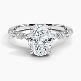 Tacori Sculpted Crescent Pear Diamond Engagement Ring with a Oval cut diamond in white gold — top view