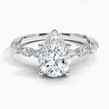 Tacori Sculpted Crescent Pear Diamond Engagement Ring with a Pear cut diamond in white gold — top view
