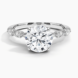 Tacori Sculpted Crescent Pear Diamond Engagement Ring with a Round cut diamond in white gold — top view