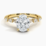 Tacori Sculpted Crescent Pear Diamond Engagement Ring with a Oval cut diamond in yellow gold — top view