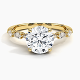 Tacori Sculpted Crescent Pear Diamond Engagement Ring with a Round cut diamond in yellow gold — top view