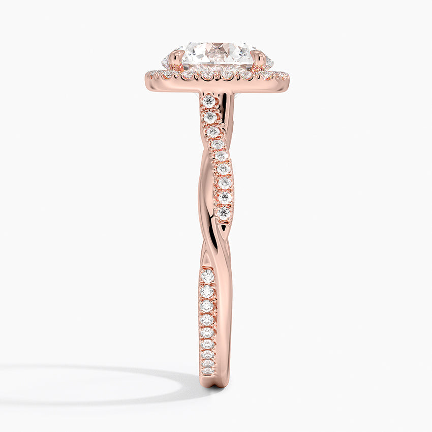 Petite Twisted Vine Halo Diamond Engagement Ring