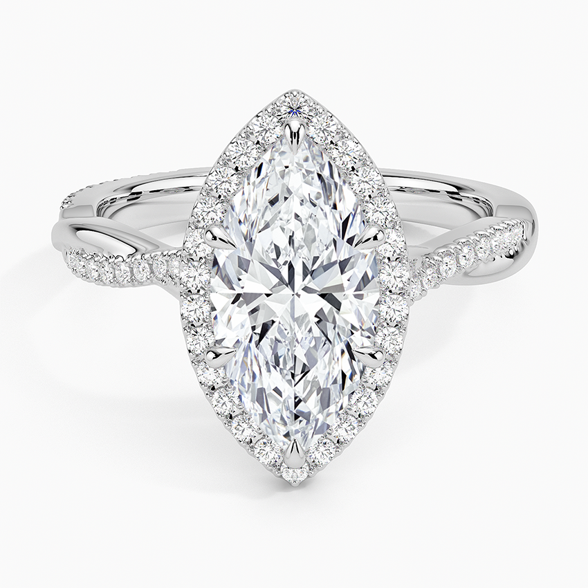 Petite Twisted Vine Halo Diamond Engagement Ring