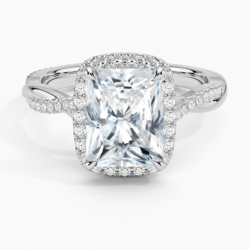 Petite Twisted Vine Halo Diamond Engagement Ring