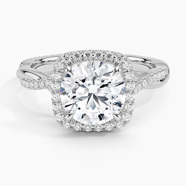 Petite Twisted Vine Halo Diamond Engagement Ring