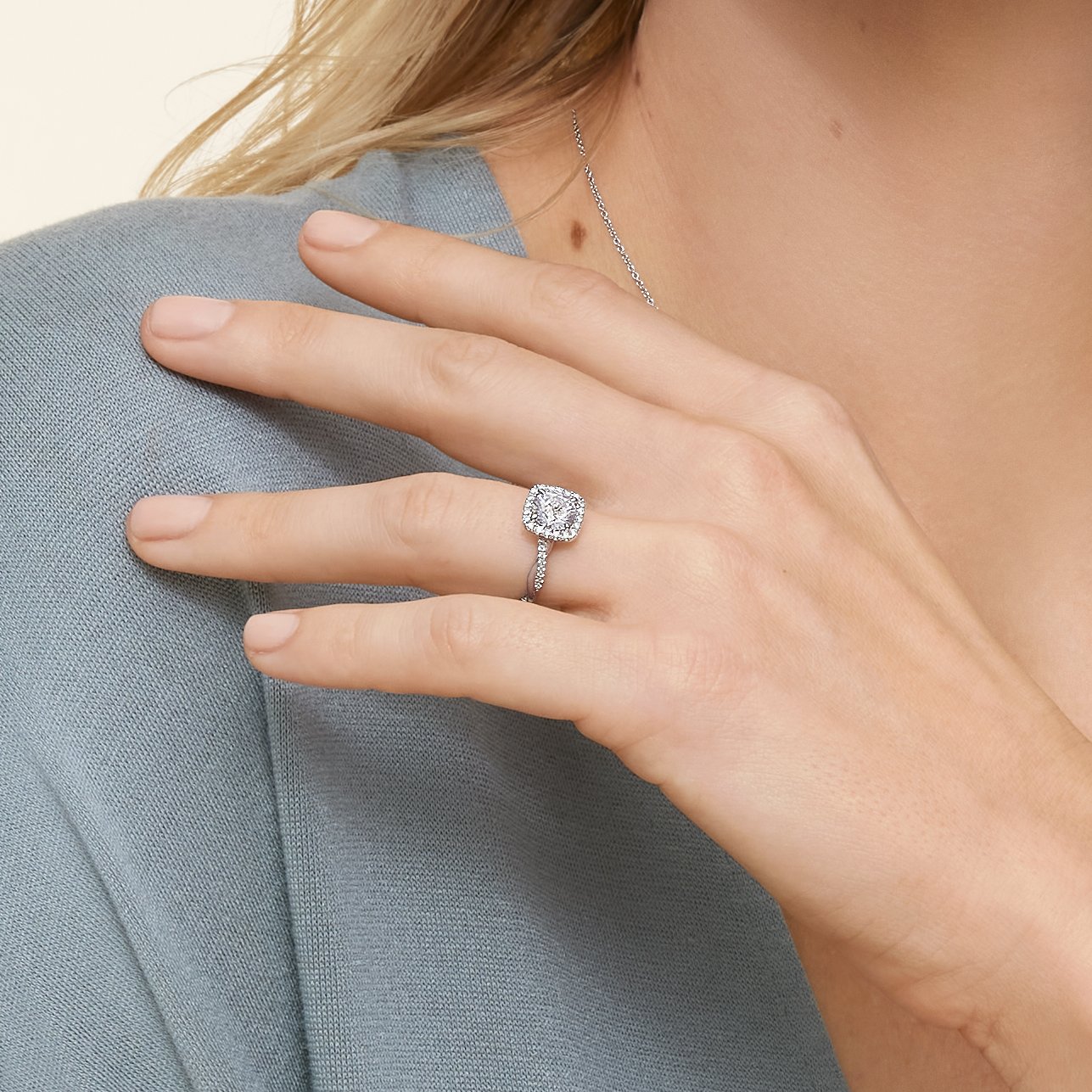 Petite Twisted Vine Halo Diamond Engagement Ring