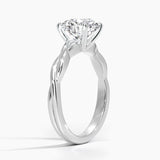 Twisted Vine Solitaire Engagement Ring with a Round cut diamond in white gold — side view