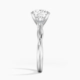 Twisted Vine Solitaire Engagement Ring with a Round cut diamond in white gold — profile view