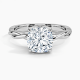 Twisted Vine Solitaire Engagement Ring with a Cushion cut diamond in white gold — top view