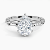 Twisted Vine Solitaire Engagement Ring with a Pear cut diamond in white gold — top view