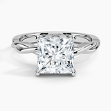 Twisted Vine Solitaire Engagement Ring with a Princess cut diamond in white gold — top view