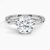 Twisted Vine Solitaire Engagement Ring with a Round cut diamond in white gold — top view