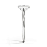 Luna East-West Bezel Solitaire Engagement Ring with a Emerald cut diamond in white gold — profile view