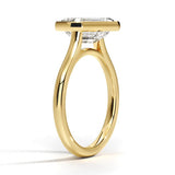 Luna East-West Bezel Solitaire Engagement Ring with a Emerald cut diamond in white gold — side view