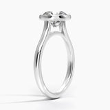Luna 2mm Bezel Engagement Ring with a Round cut diamond in white gold — side view
