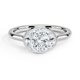 Luna East-West Bezel Solitaire Engagement Ring with a Oval cut diamond in white gold