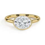 Luna East-West Bezel Solitaire Engagement Ring with a Oval cut diamond in yellow gold