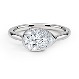 Luna East-West Bezel Solitaire Engagement Ring with a Pear cut diamond in white gold