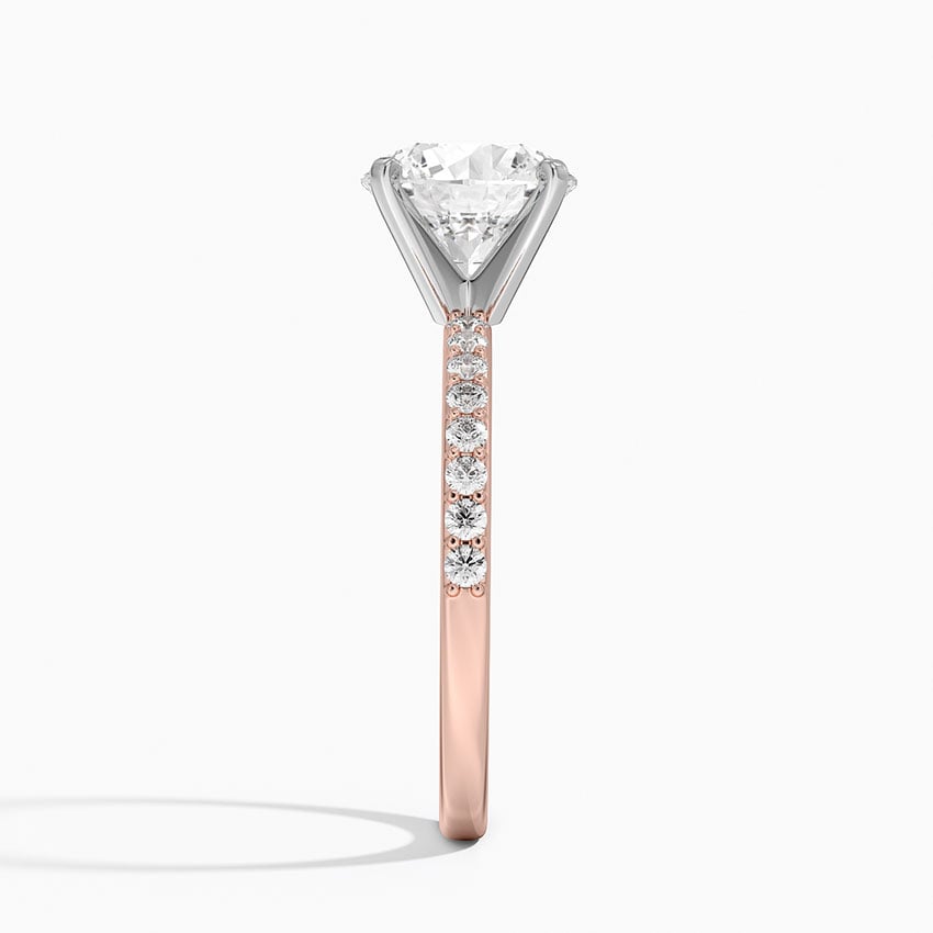 Petite Shared Prong Half Coverage Diamond Engagement Ring