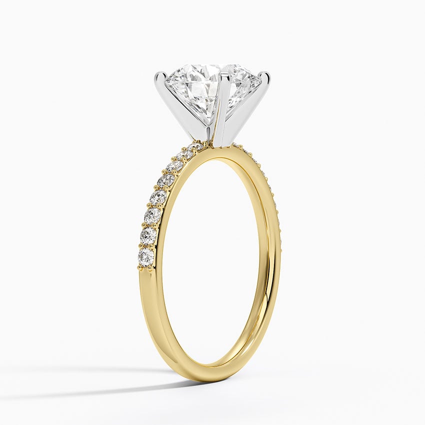 Petite Shared Prong Half Coverage Diamond Engagement Ring