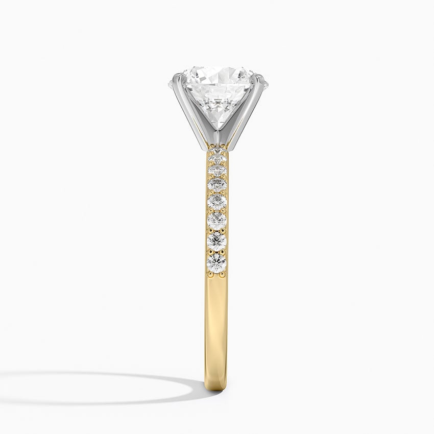 Petite Shared Prong Half Coverage Diamond Engagement Ring