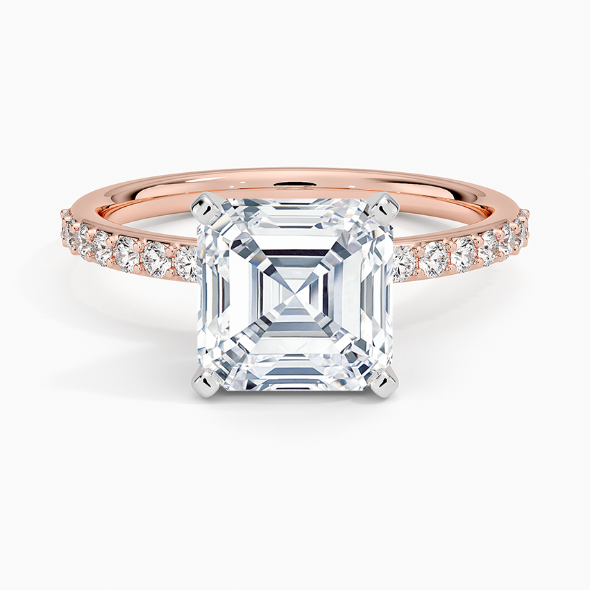 Petite Shared Prong Half Coverage Diamond Engagement Ring