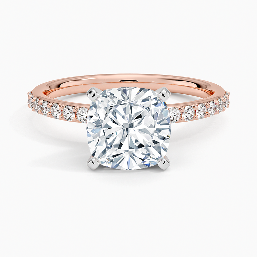 Petite Shared Prong Half Coverage Diamond Engagement Ring