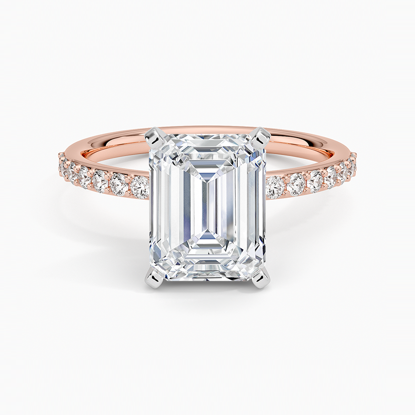 Petite Shared Prong Half Coverage Diamond Engagement Ring