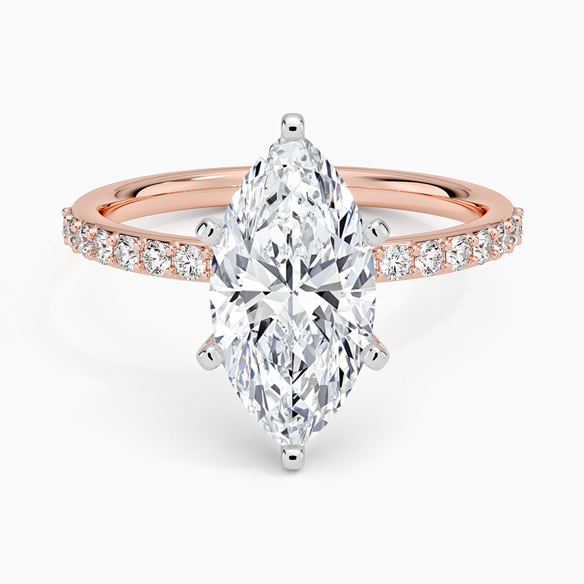 Petite Shared Prong Half Coverage Diamond Engagement Ring