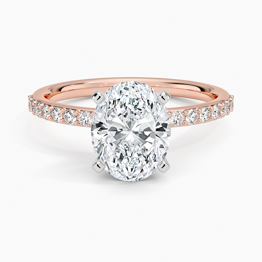 Petite Shared Prong Half Coverage Diamond Engagement Ring