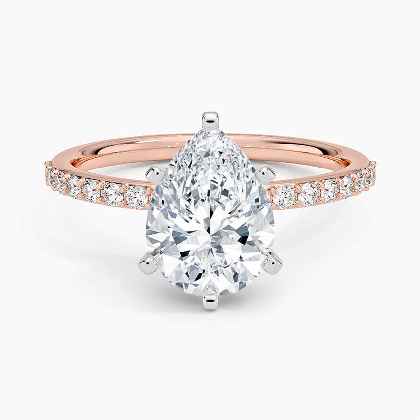 Petite Shared Prong Half Coverage Diamond Engagement Ring