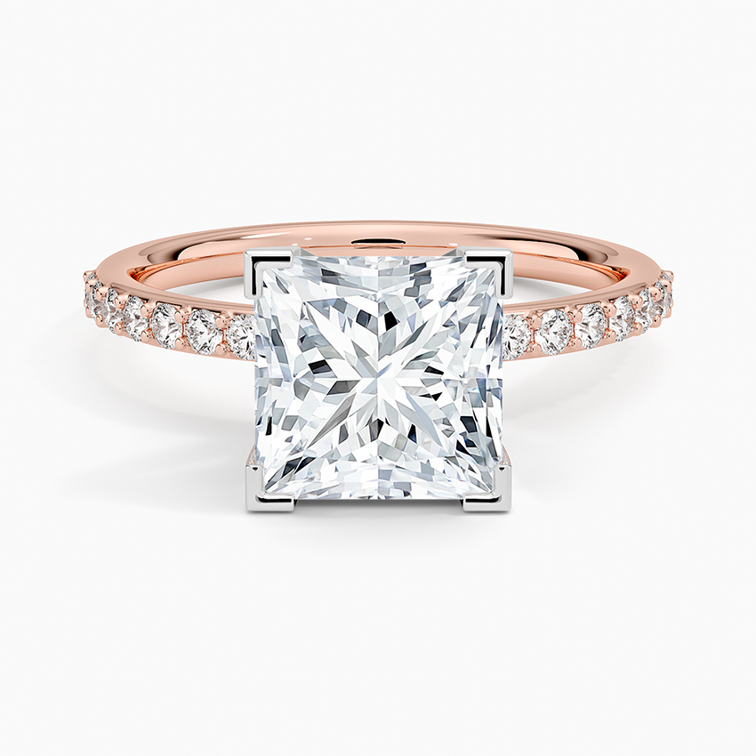 Petite Shared Prong Half Coverage Diamond Engagement Ring