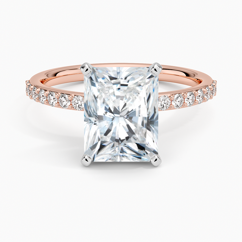 Petite Shared Prong Half Coverage Diamond Engagement Ring