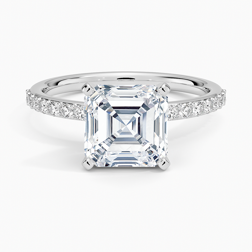 Petite Shared Prong Half Coverage Diamond Engagement Ring