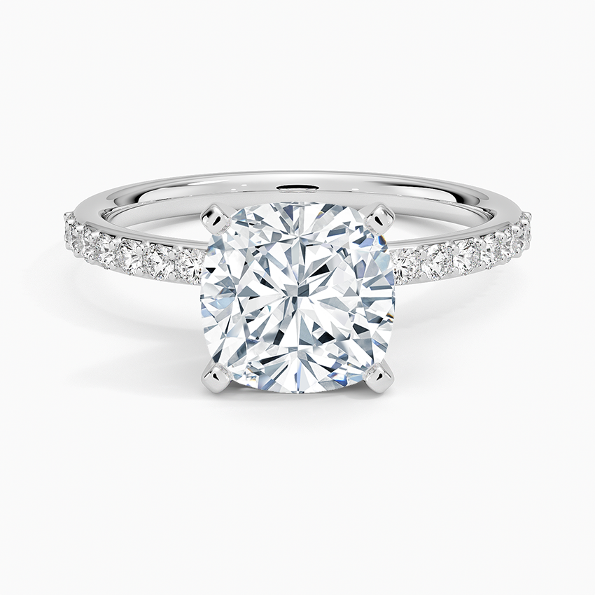 Petite Shared Prong Half Coverage Diamond Engagement Ring