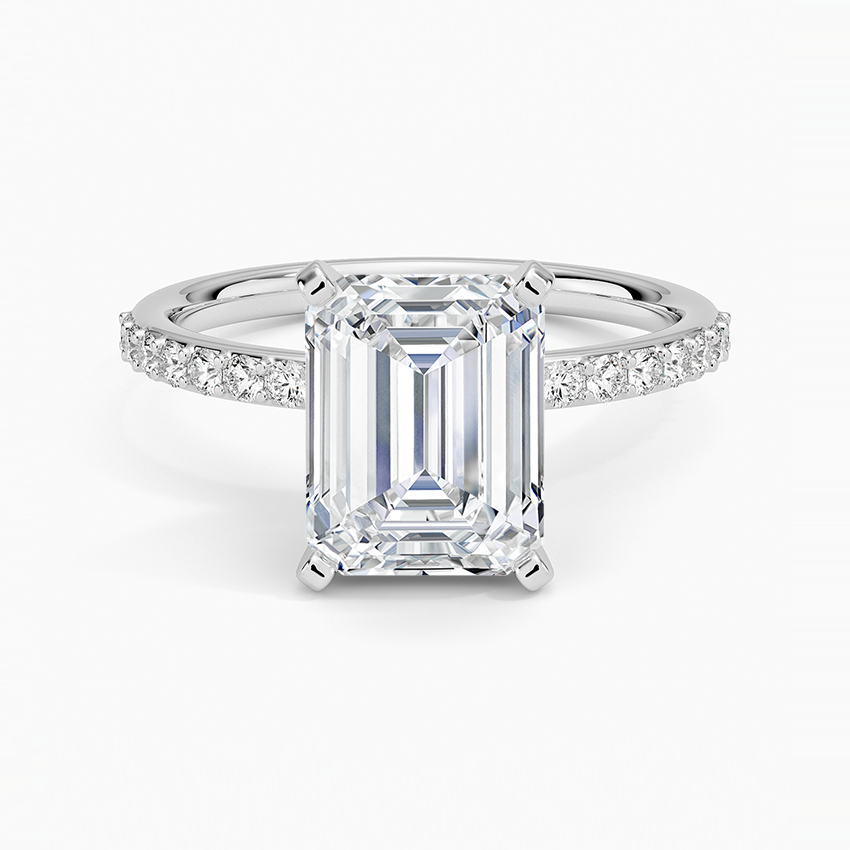 Petite Shared Prong Half Coverage Diamond Engagement Ring