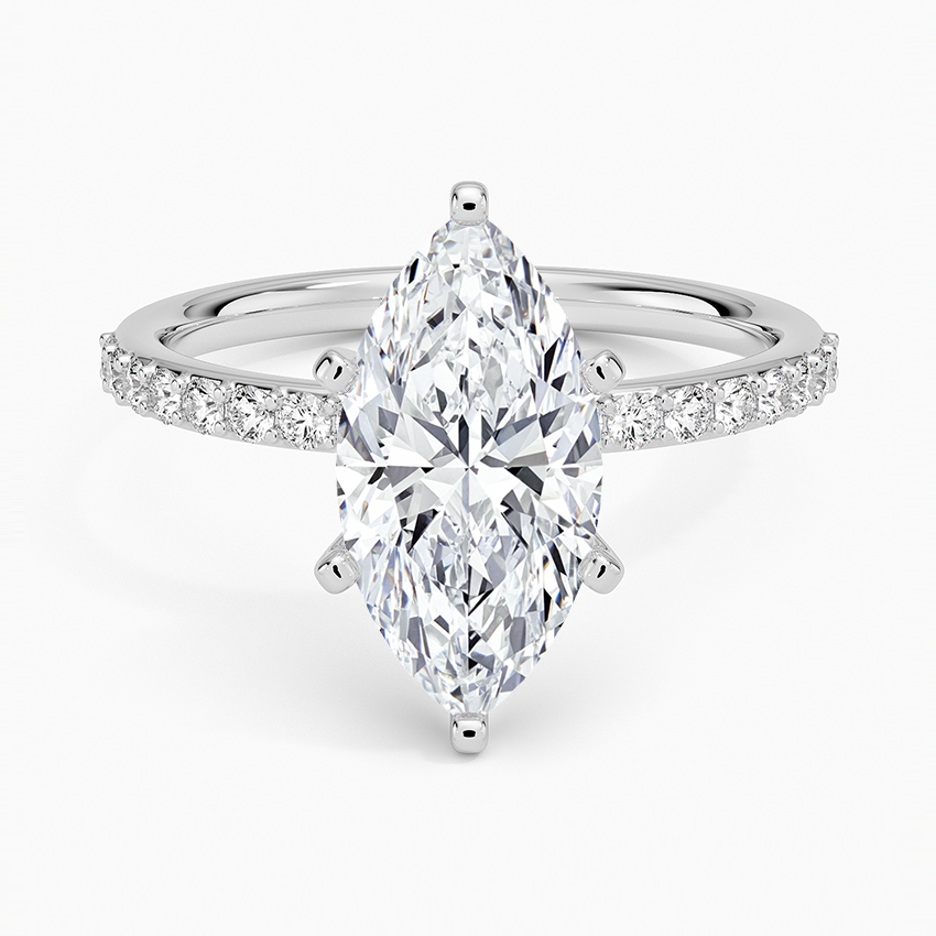 Petite Shared Prong Half Coverage Diamond Engagement Ring