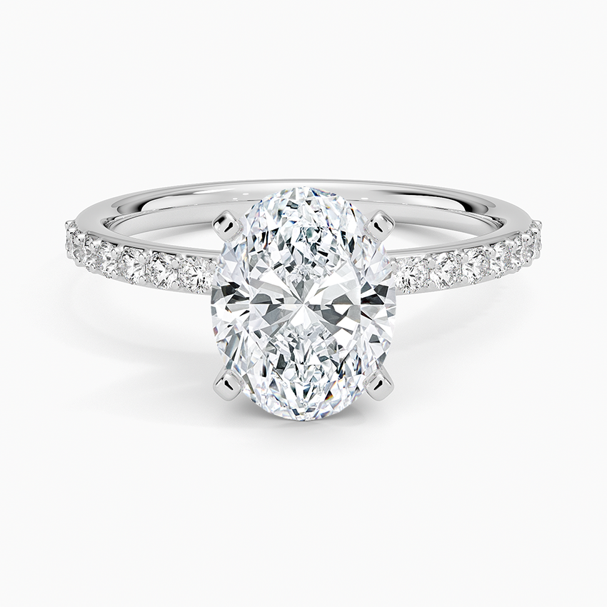 Petite Shared Prong Half Coverage Diamond Engagement Ring