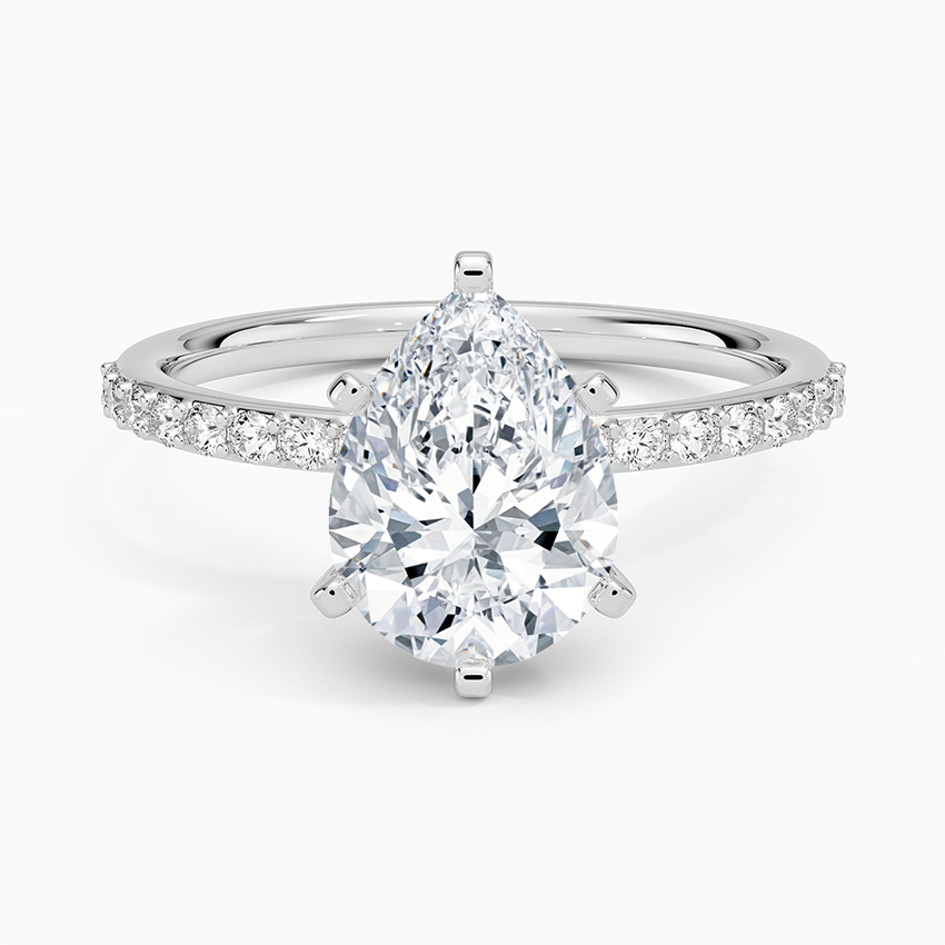 Petite Shared Prong Half Coverage Diamond Engagement Ring