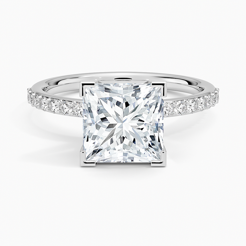 Petite Shared Prong Half Coverage Diamond Engagement Ring