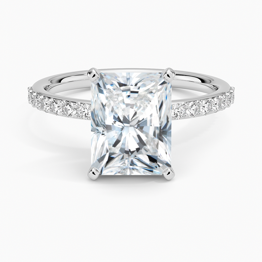 Petite Shared Prong Half Coverage Diamond Engagement Ring