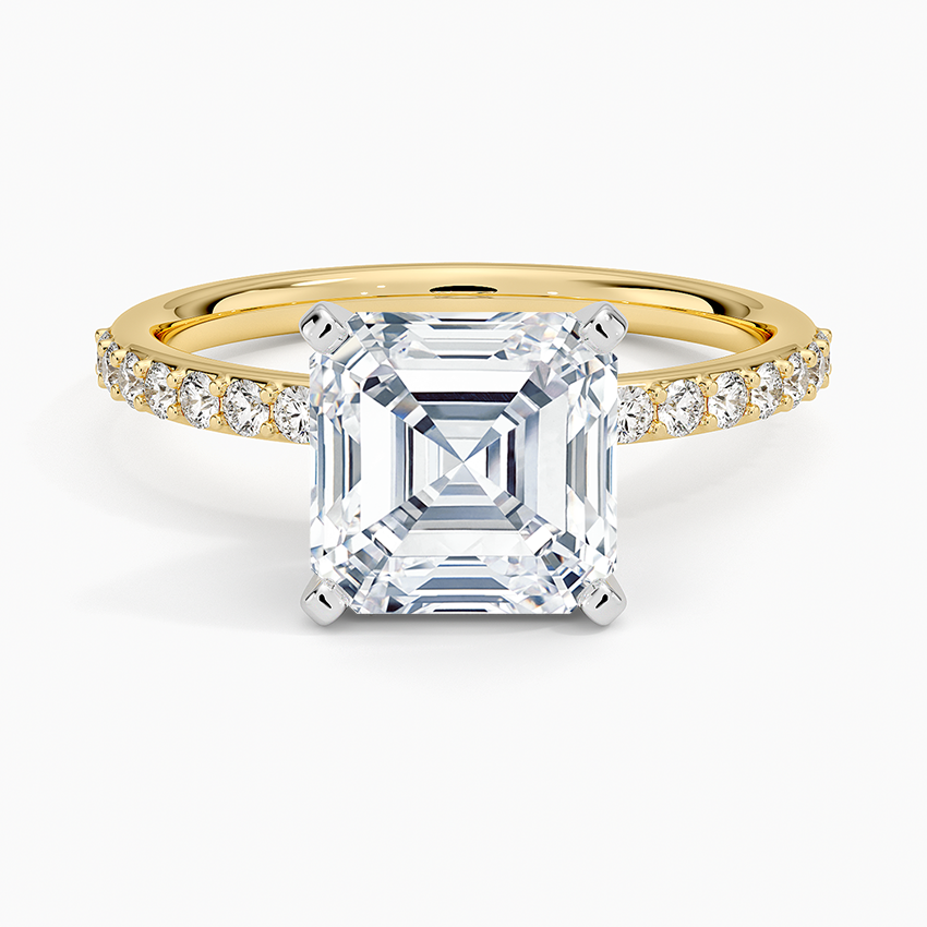 Petite Shared Prong Half Coverage Diamond Engagement Ring