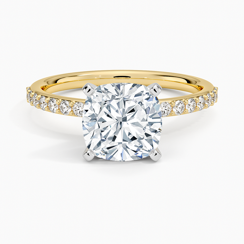 Petite Shared Prong Half Coverage Diamond Engagement Ring