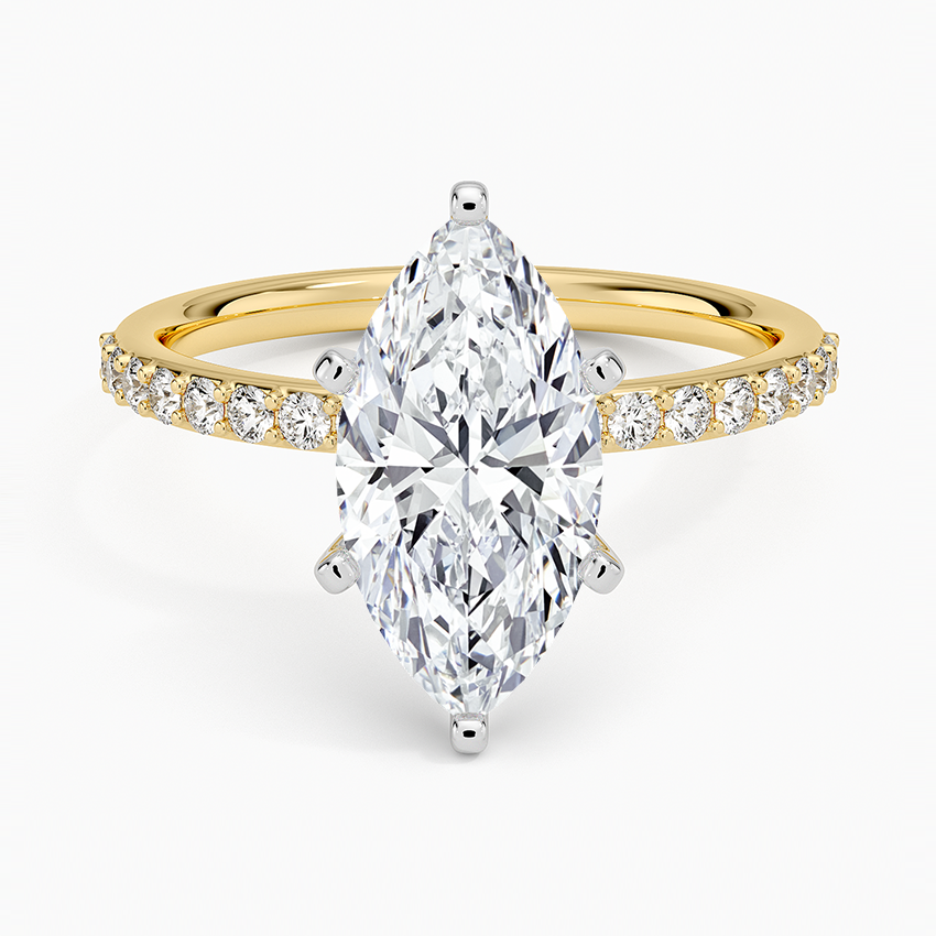 Petite Shared Prong Half Coverage Diamond Engagement Ring