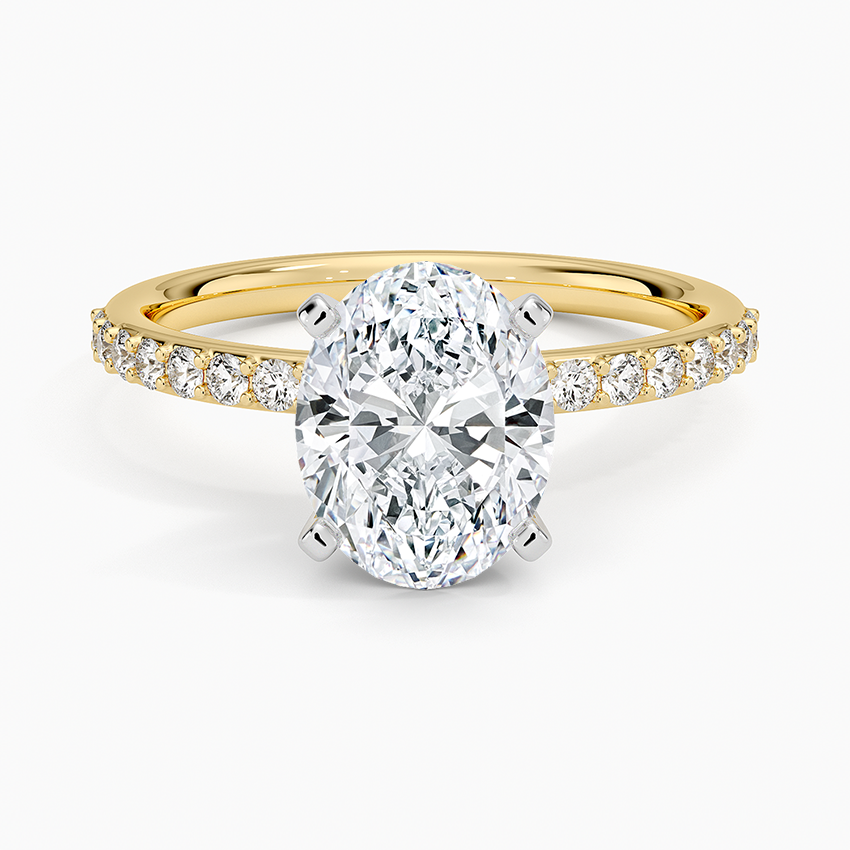 Petite Shared Prong Half Coverage Diamond Engagement Ring