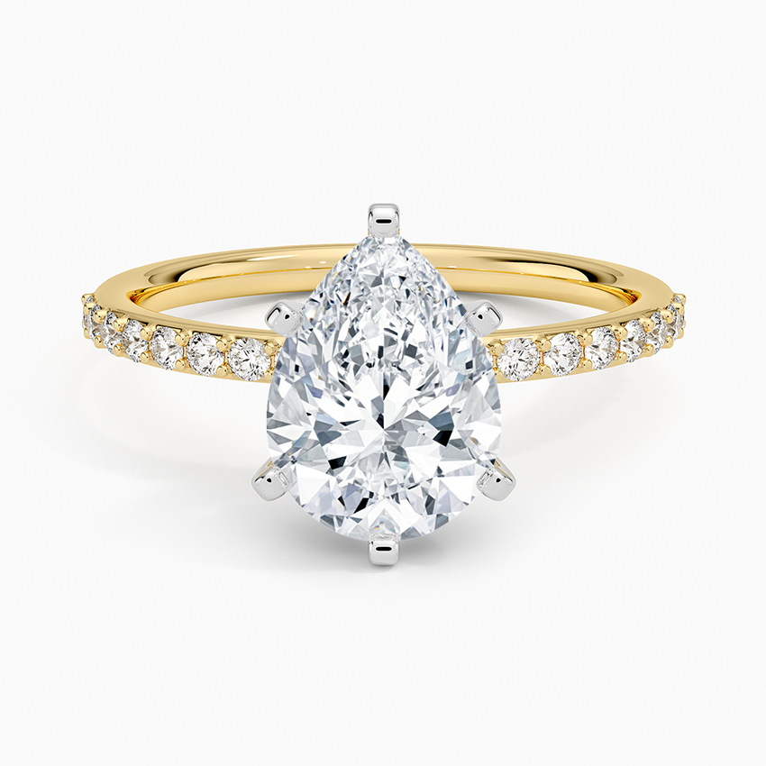 Petite Shared Prong Half Coverage Diamond Engagement Ring