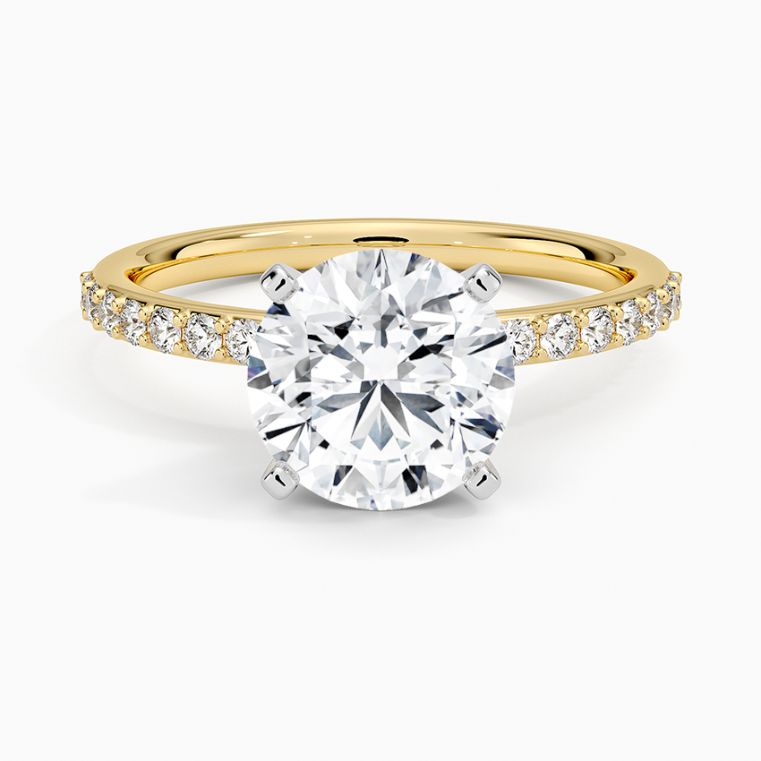 Petite Shared Prong Half Coverage Diamond Engagement Ring