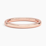 2mm Comfort Fit Wedding Ring in rose gold — top view